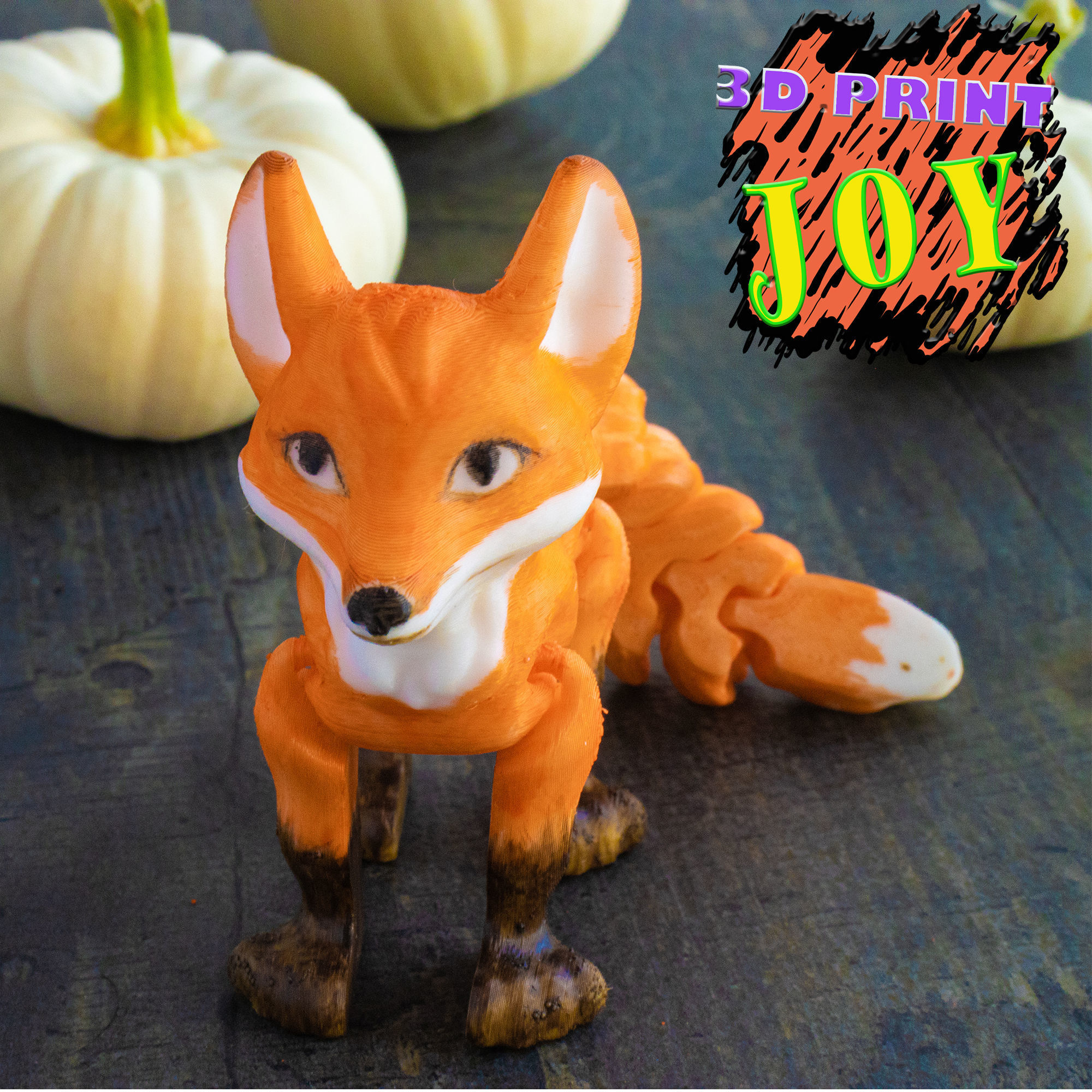 Flexi fox print in place 3D print model_1