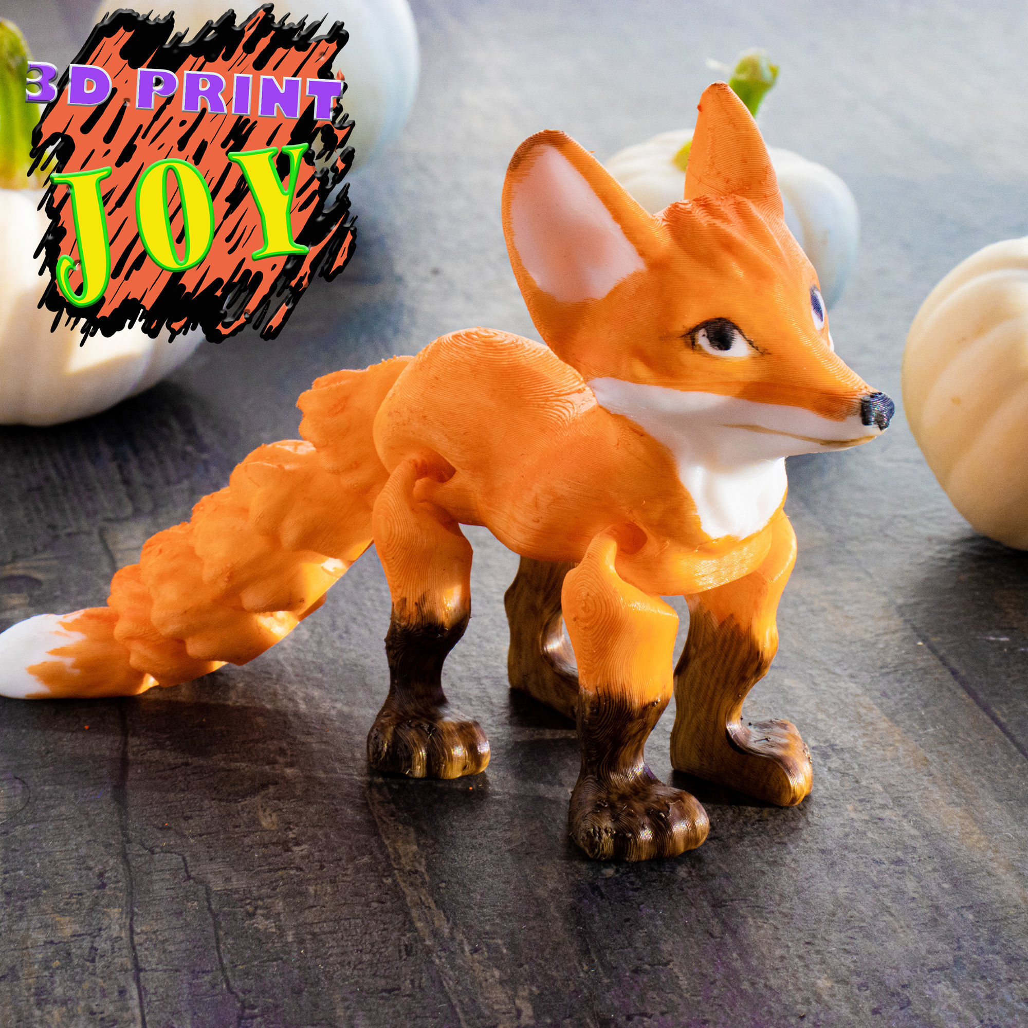 Flexi fox print in place 3D print model_2