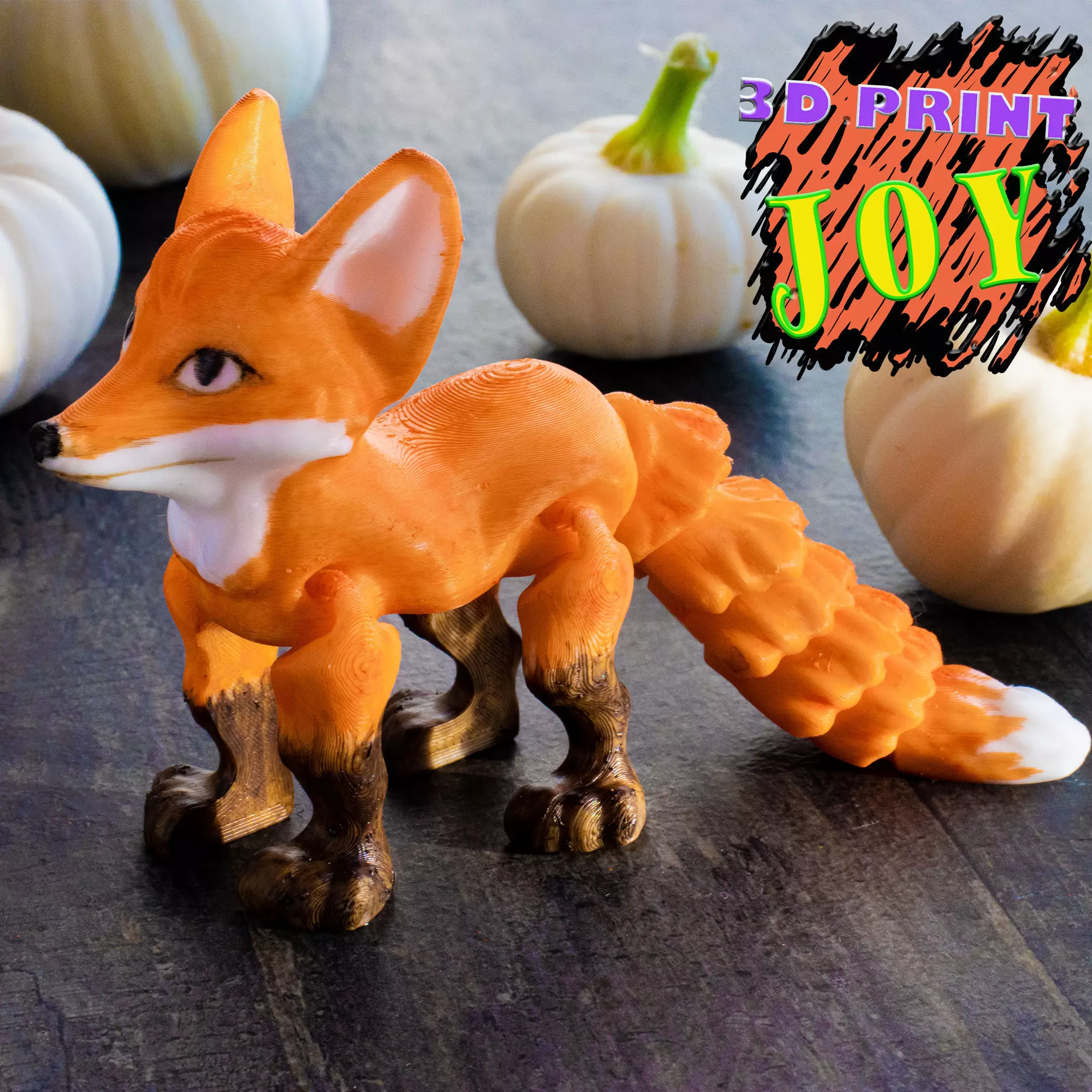 Flexi fox print in place 3D print model_0