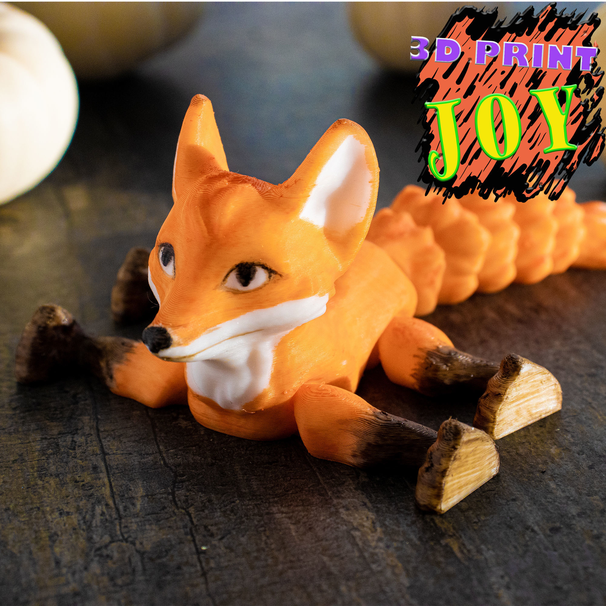 Flexi fox print in place 3D print model_3