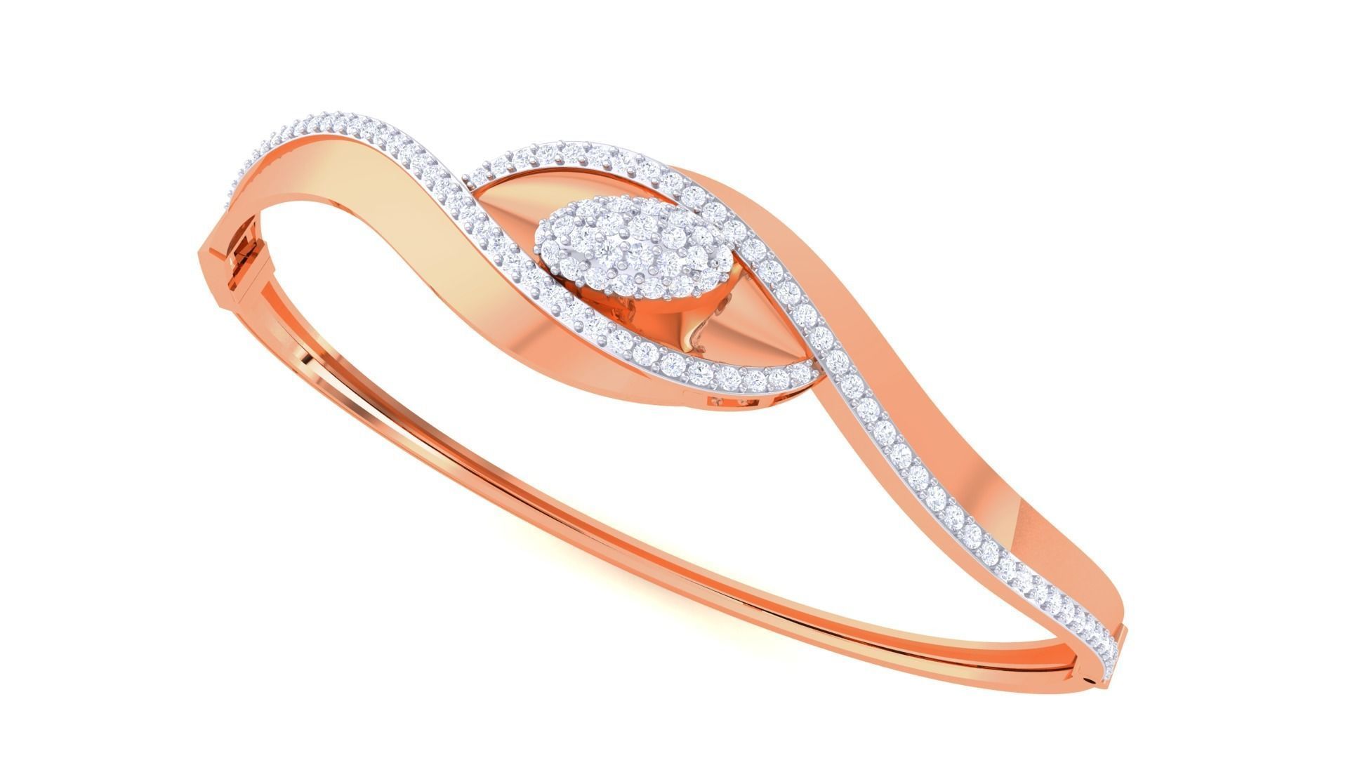 Twisted High Jewelry Italian Diamond Bracelets 3dm stl obj gltf 3D print model_4