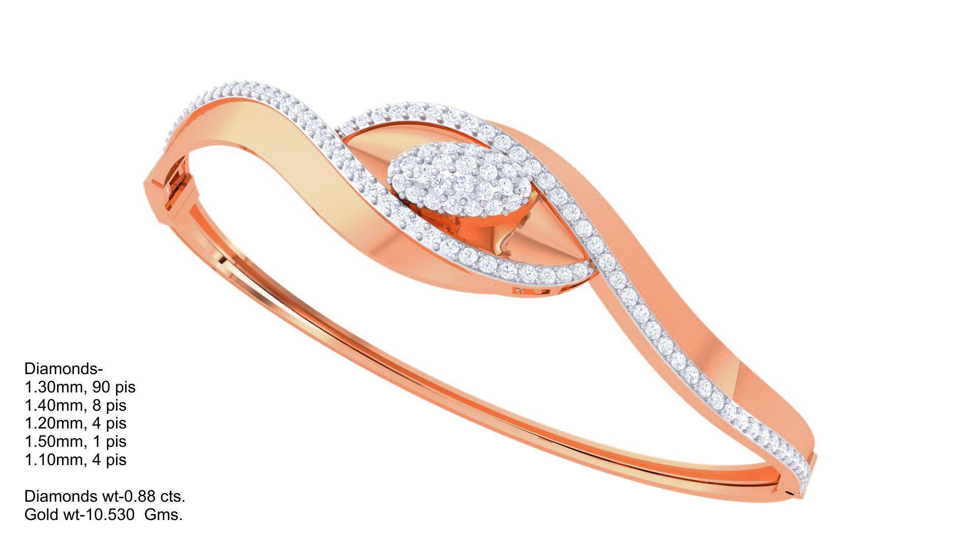 Twisted High Jewelry Italian Diamond Bracelets 3dm stl obj gltf 3D print model_3