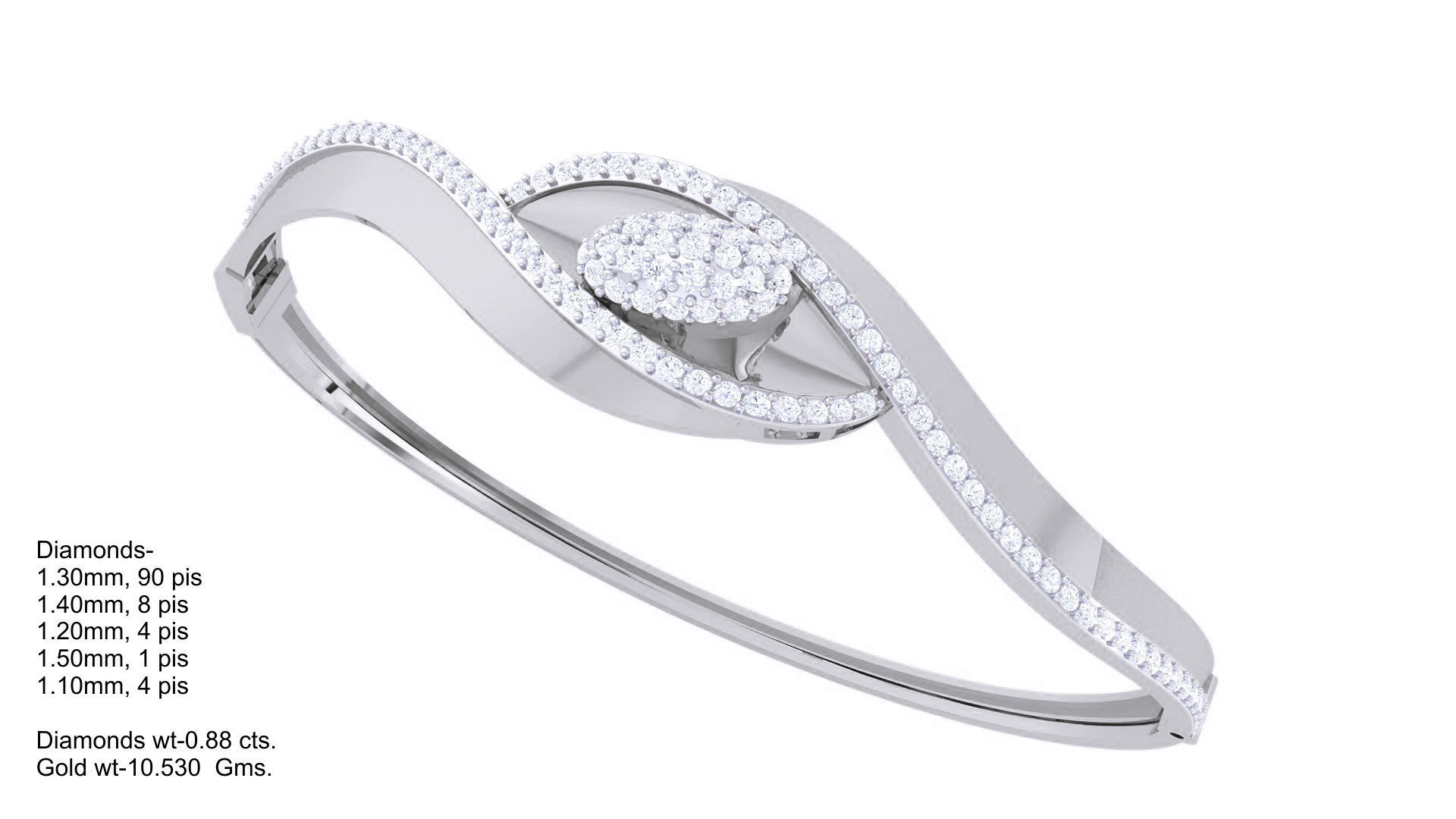 Twisted High Jewelry Italian Diamond Bracelets 3dm stl obj gltf 3D print model_2