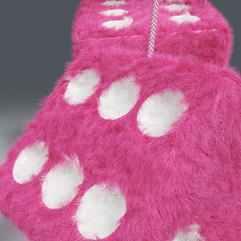 Pink Furry Car Mirror Dice 3D model_7