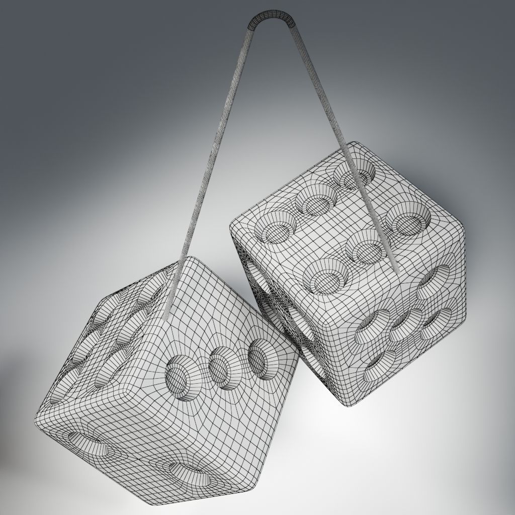 Pink Furry Car Mirror Dice 3D model_6