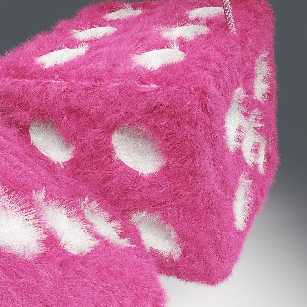 Pink Furry Car Mirror Dice 3D model_4