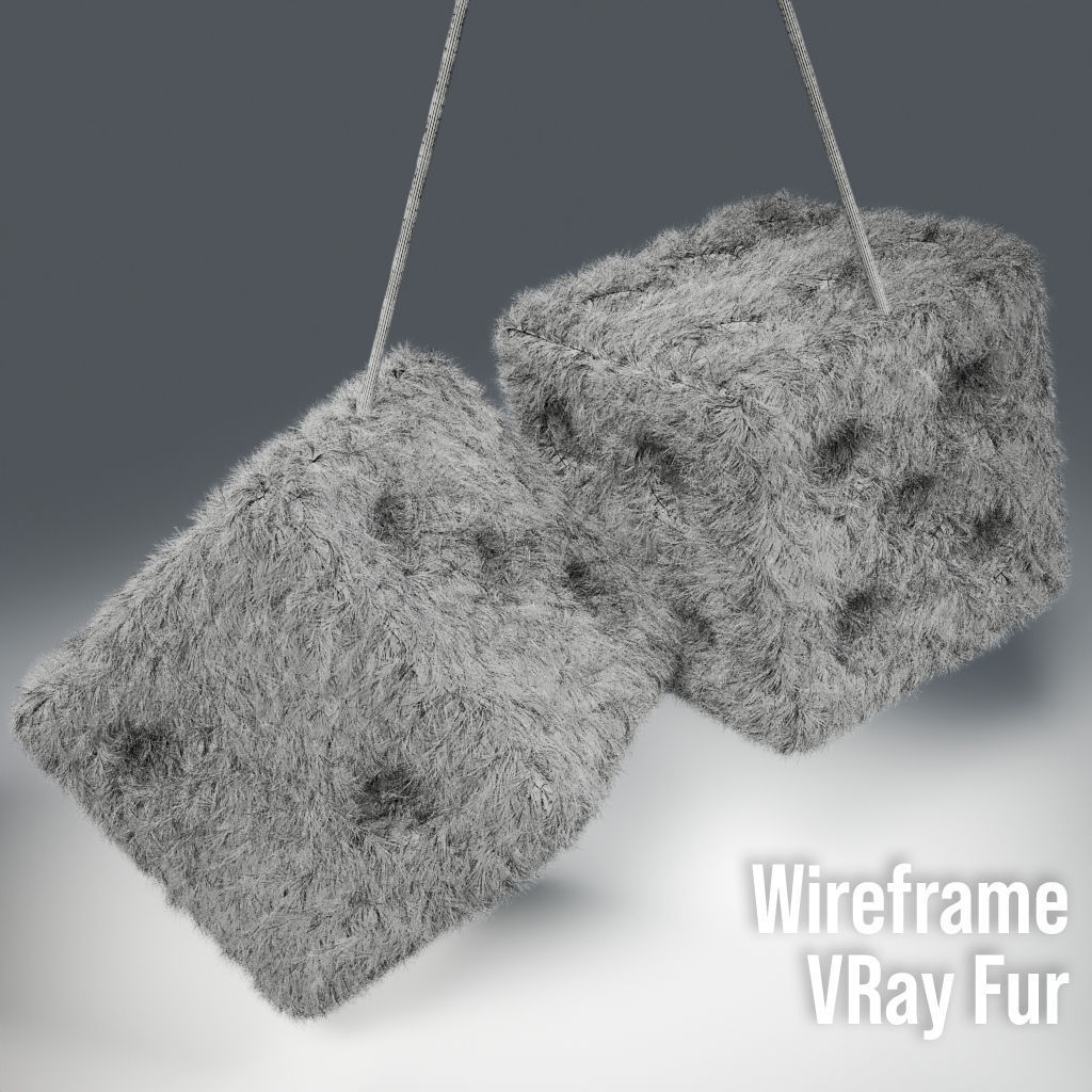 Pink Furry Car Mirror Dice 3D model_3