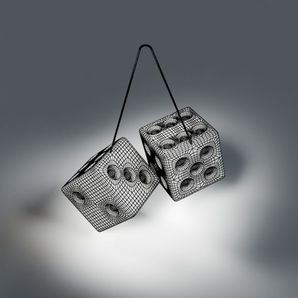 Pink Furry Car Mirror Dice 3D model_9