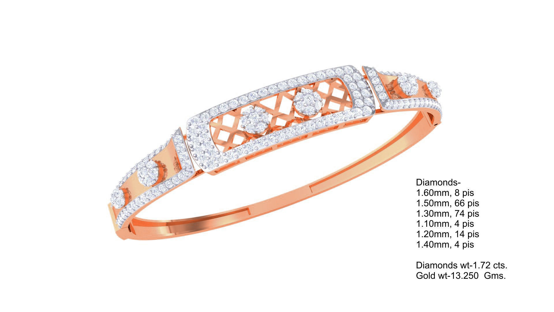 High Jewelry Italian Diamond Bracelets 3dm stl obj gltf 3D print model_3