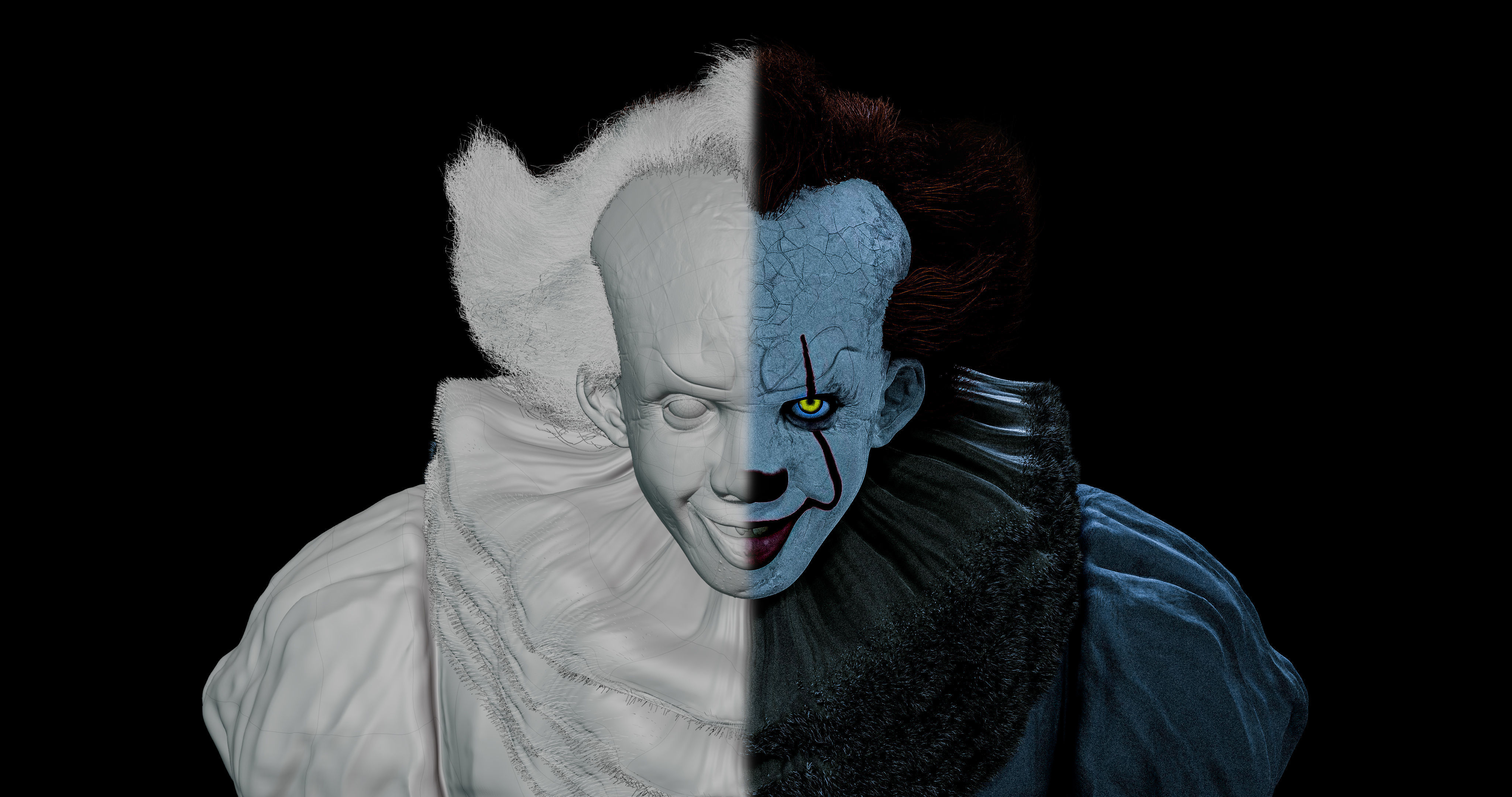 pennywise 3d model realistic realistic Pennywise 3d model Low-poly 3D model_2