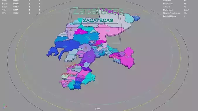 Zacatecas  Mexico map region geography political geographic 3D model