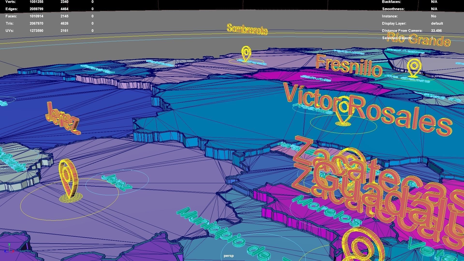 Zacatecas Mexico map region geography political geographic 3D model_8
