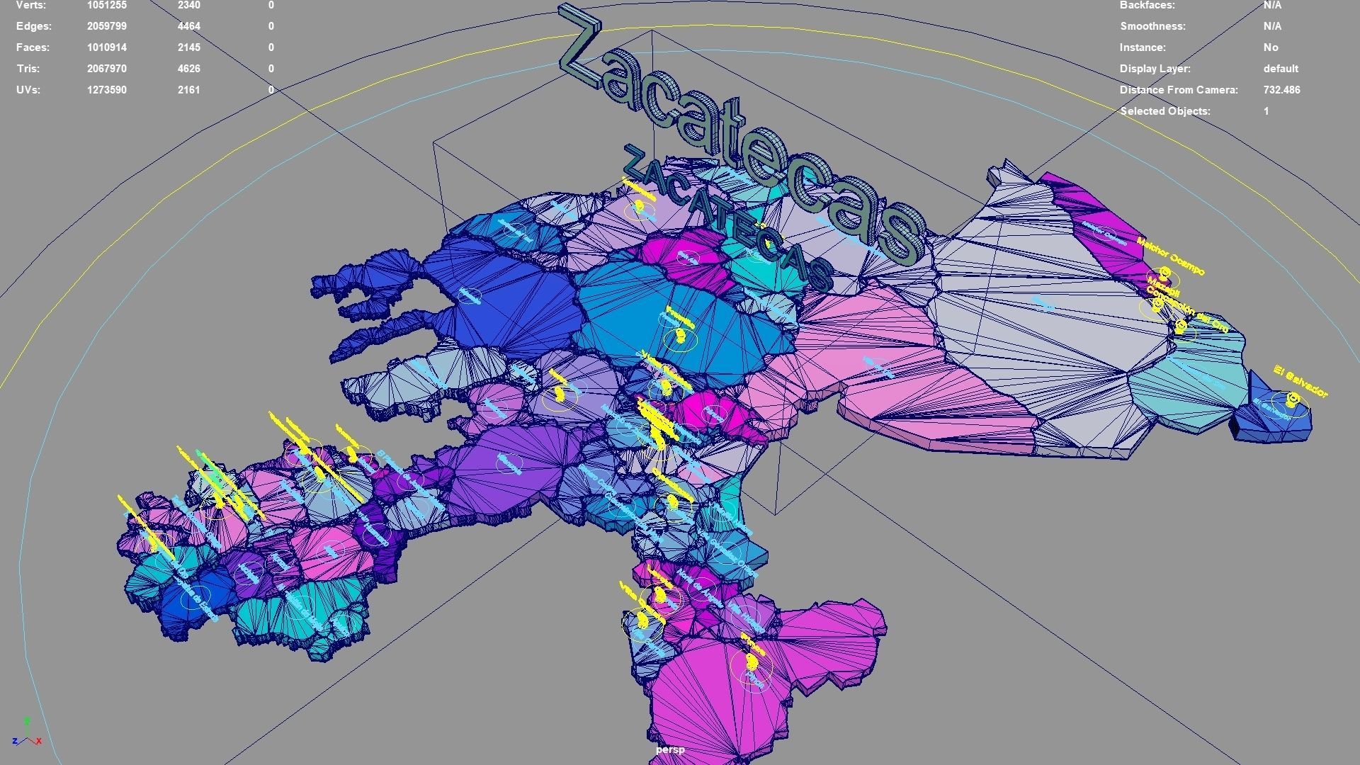 Zacatecas Mexico map region geography political geographic 3D model_5