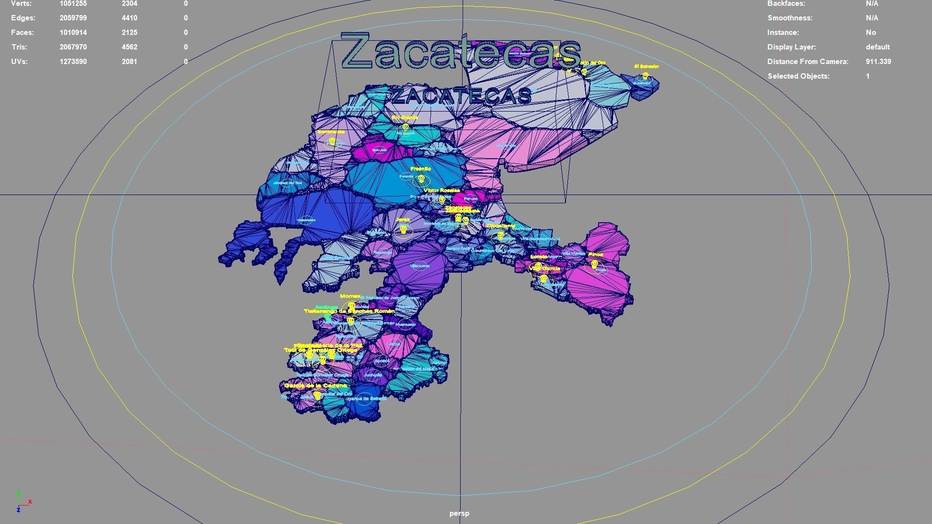 Zacatecas Mexico map region geography political geographic 3D model_3