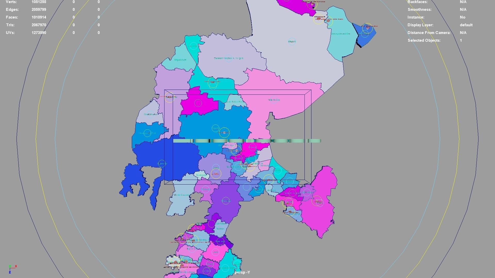 Zacatecas Mexico map region geography political geographic 3D model_1