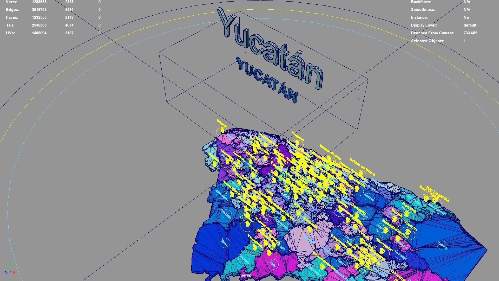 Yucatan  Mexico map region geography political geographic 3D model_5