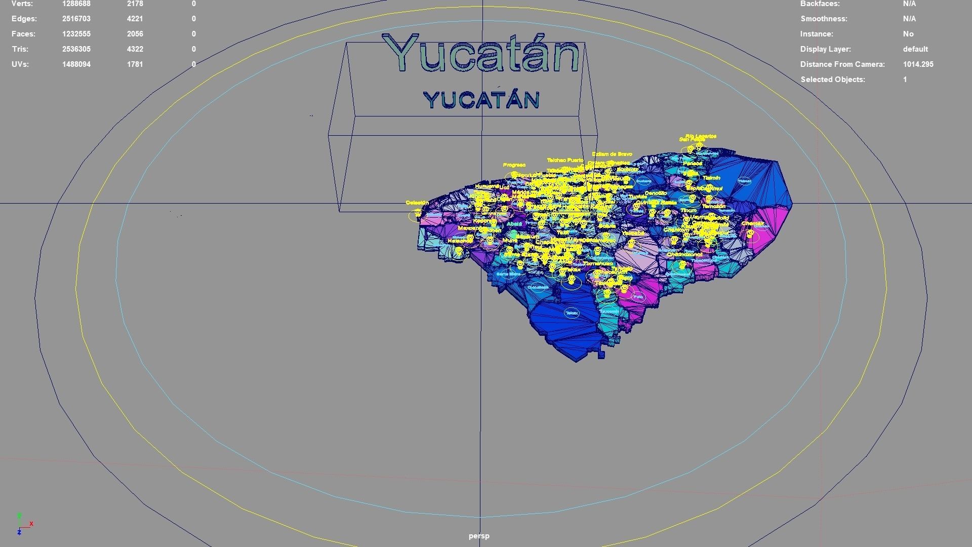 Yucatan  Mexico map region geography political geographic 3D model_3