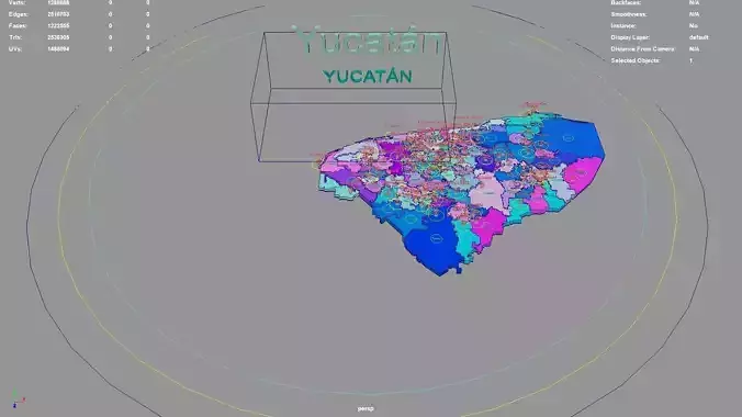 Yucatan  Mexico map region geography political geographic 3D model