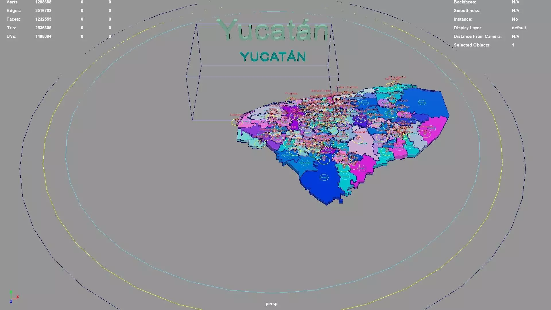 Yucatan  Mexico map region geography political geographic 3D model_0