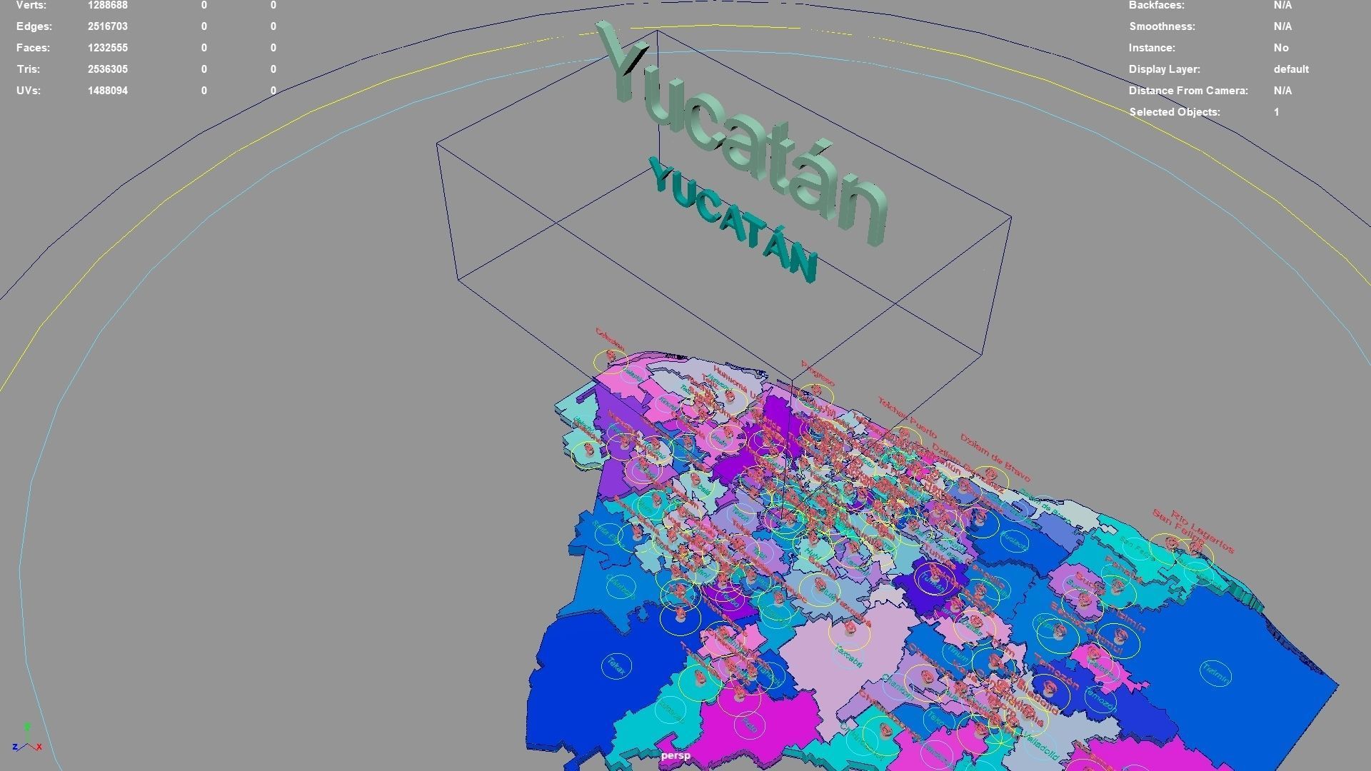 Yucatan  Mexico map region geography political geographic 3D model_2