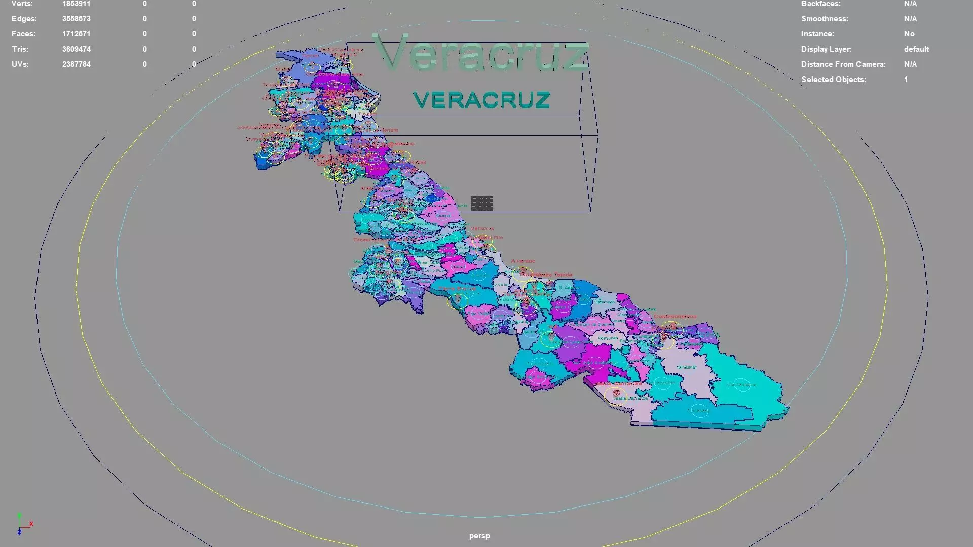 Veracruz Mexico map region geography political geographic 3D model