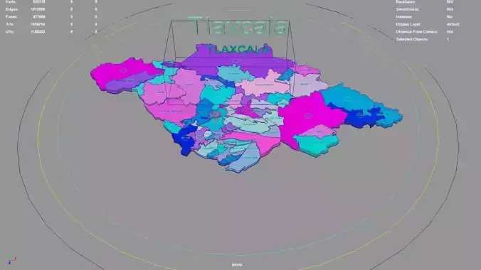 Tlaxcala  Mexico map region geography political geographic 3D model