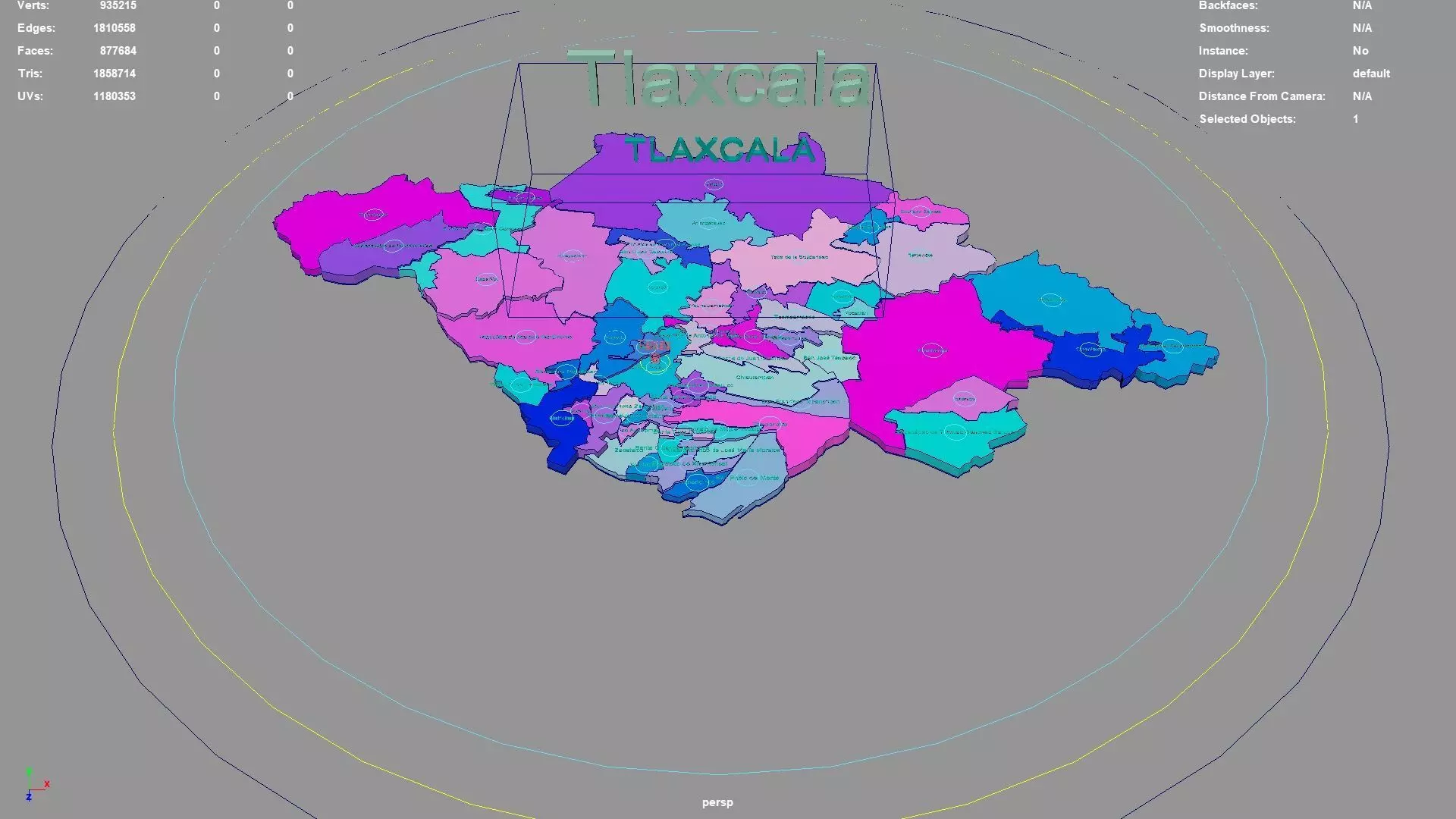 Tlaxcala Mexico map region geography political geographic 3D model