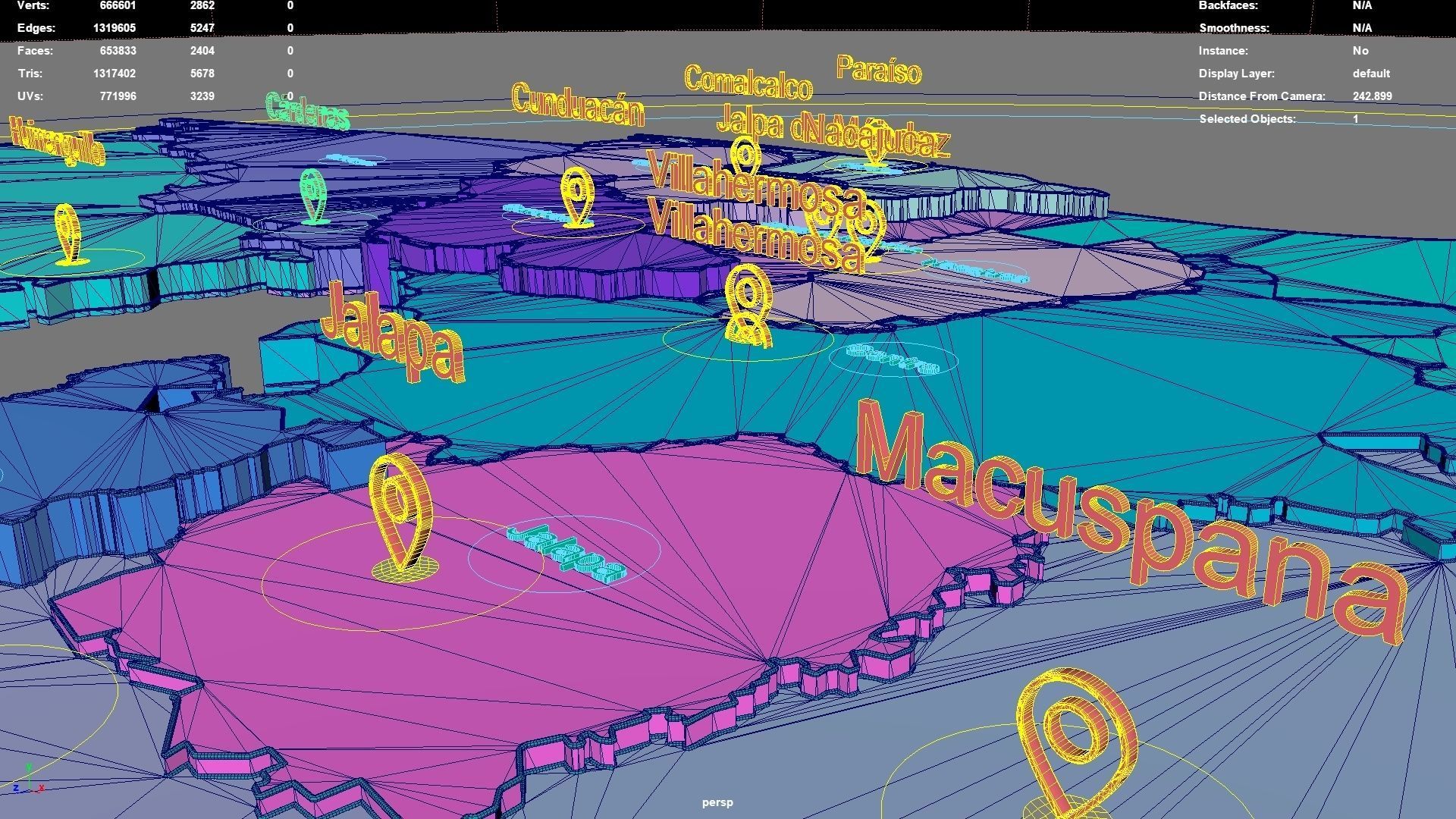 Tabasco  Mexico map region geography political geographic 3D model_8