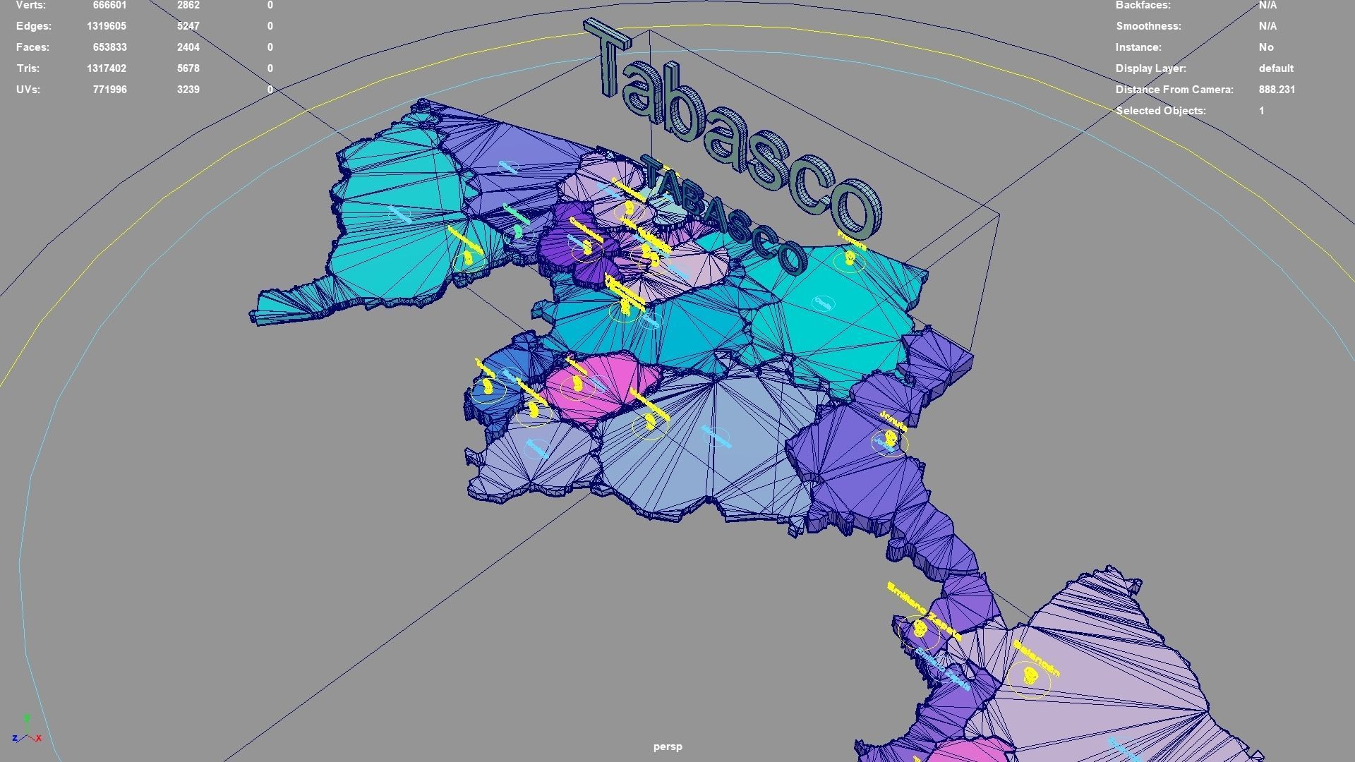 Tabasco  Mexico map region geography political geographic 3D model_5