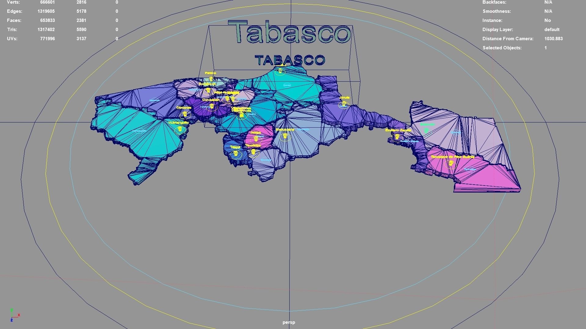 Tabasco  Mexico map region geography political geographic 3D model_3