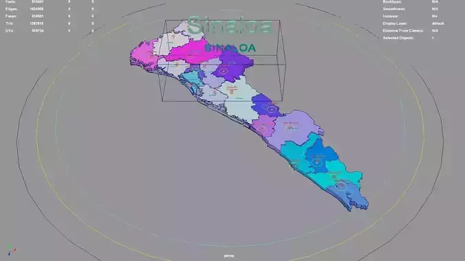 Sinaloa  Mexico map region geography political geographic 3D model