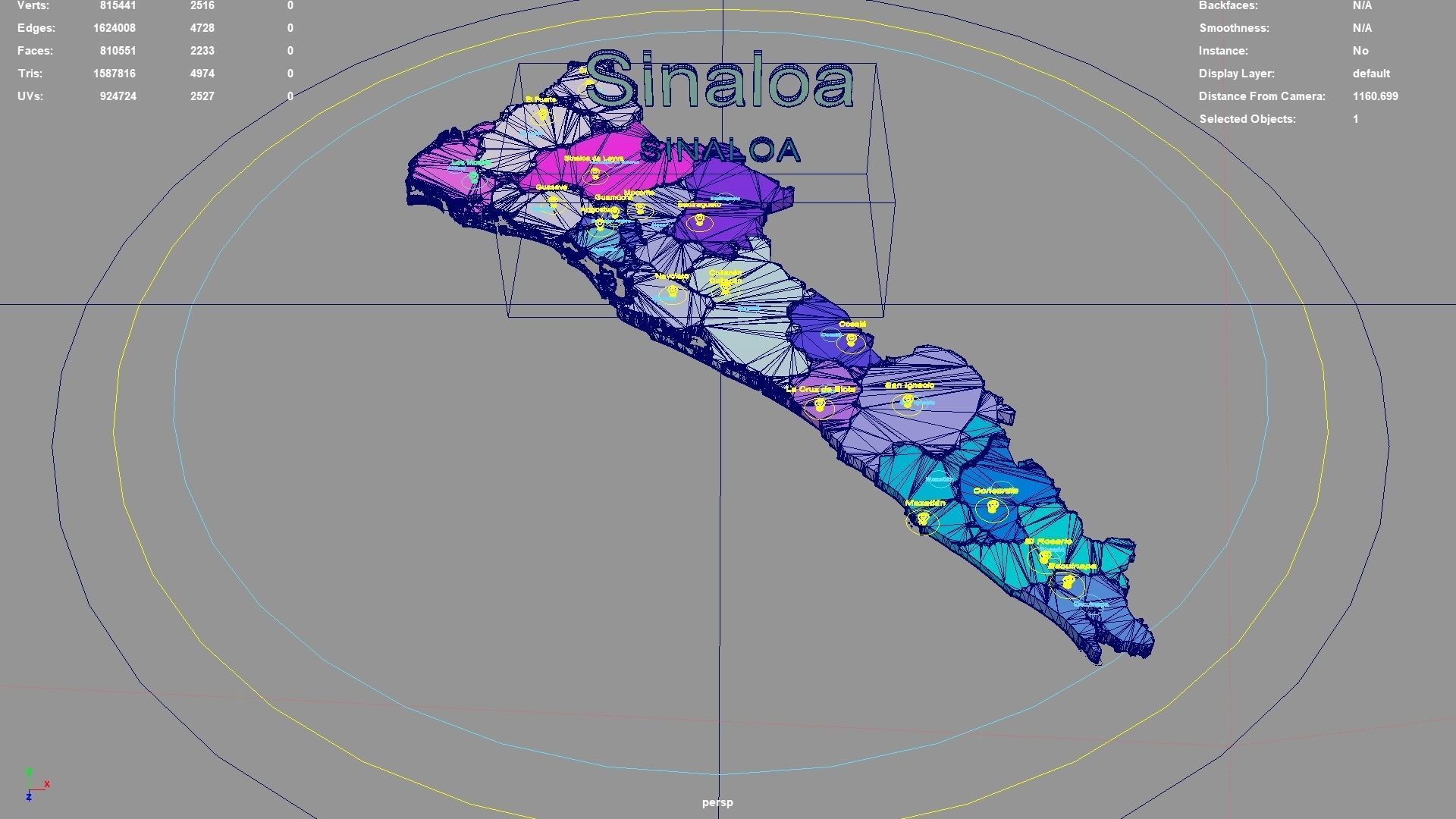 Sinlla Map Sinaloa Mexico map region geography political geographic 3D model ...