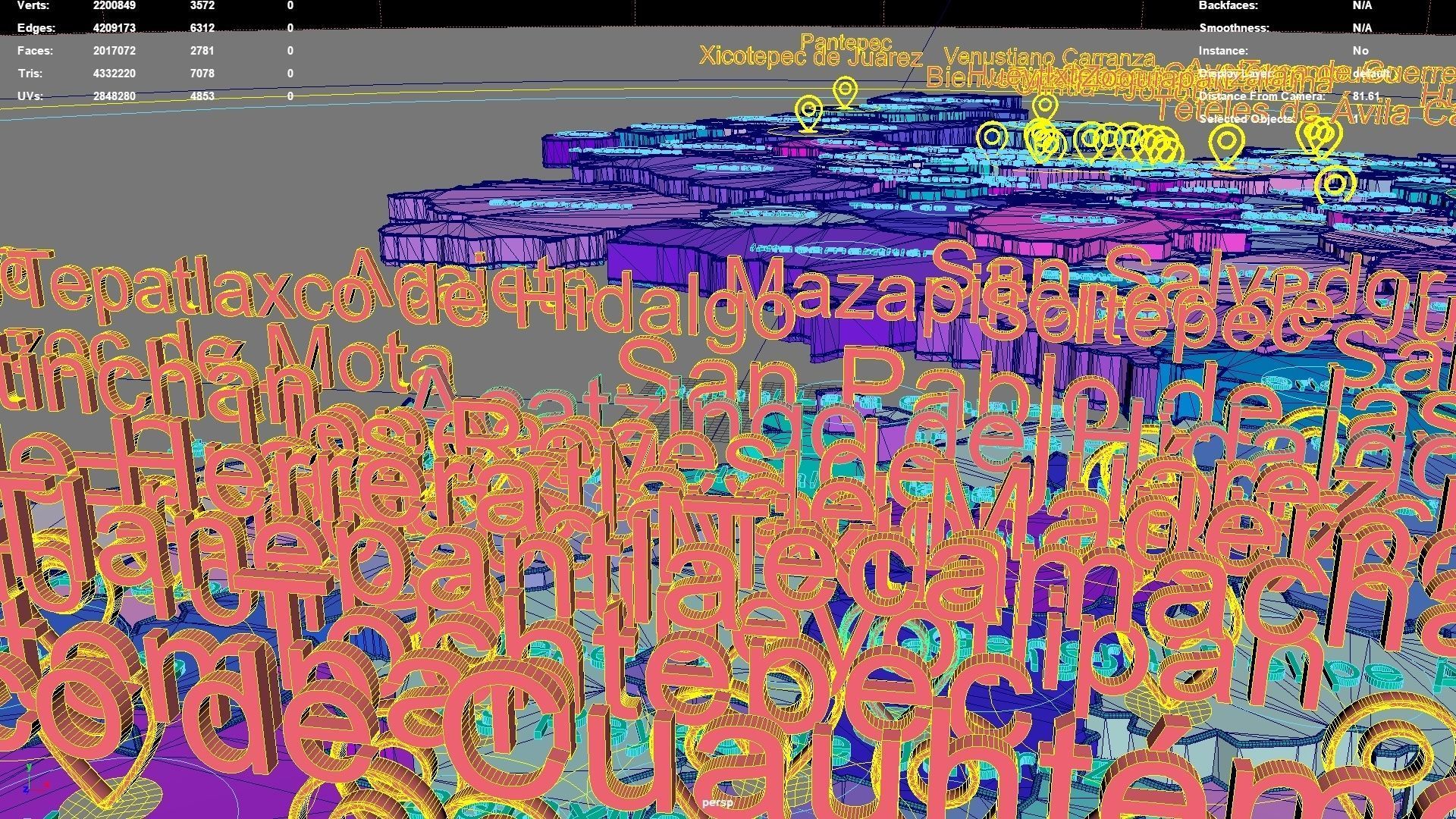 Puebla  Mexico map region geography political geographic 3D model_6