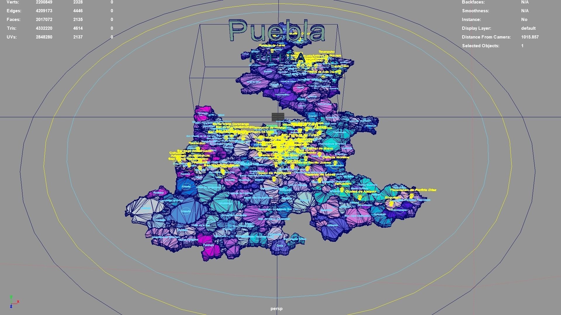 Puebla  Mexico map region geography political geographic 3D model_3