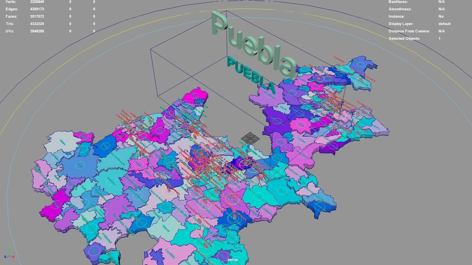 Puebla  Mexico map region geography political geographic 3D model_2
