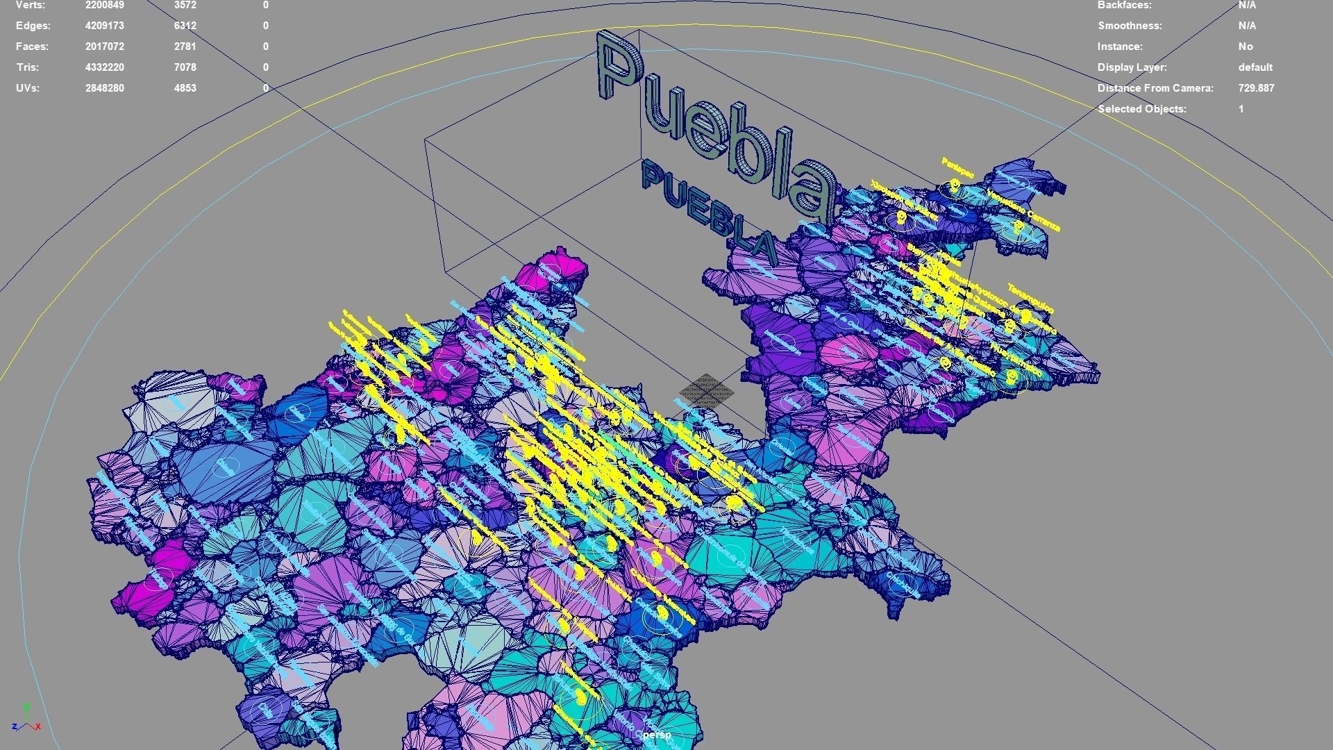 Puebla  Mexico map region geography political geographic 3D model_5