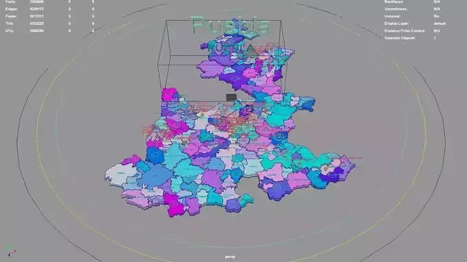 Puebla  Mexico map region geography political geographic 3D model