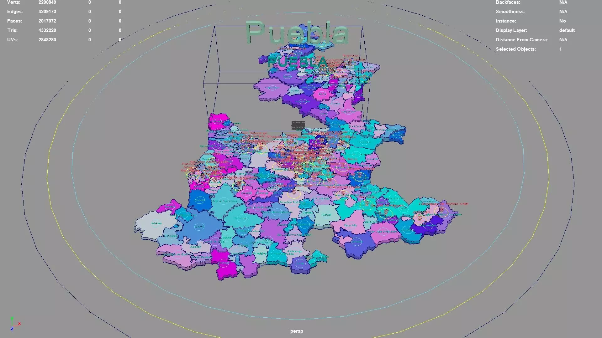 Puebla  Mexico map region geography political geographic 3D model_0