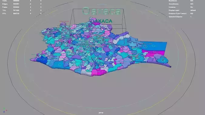 Oaxaca  Mexico map region geography political geographic 3D model