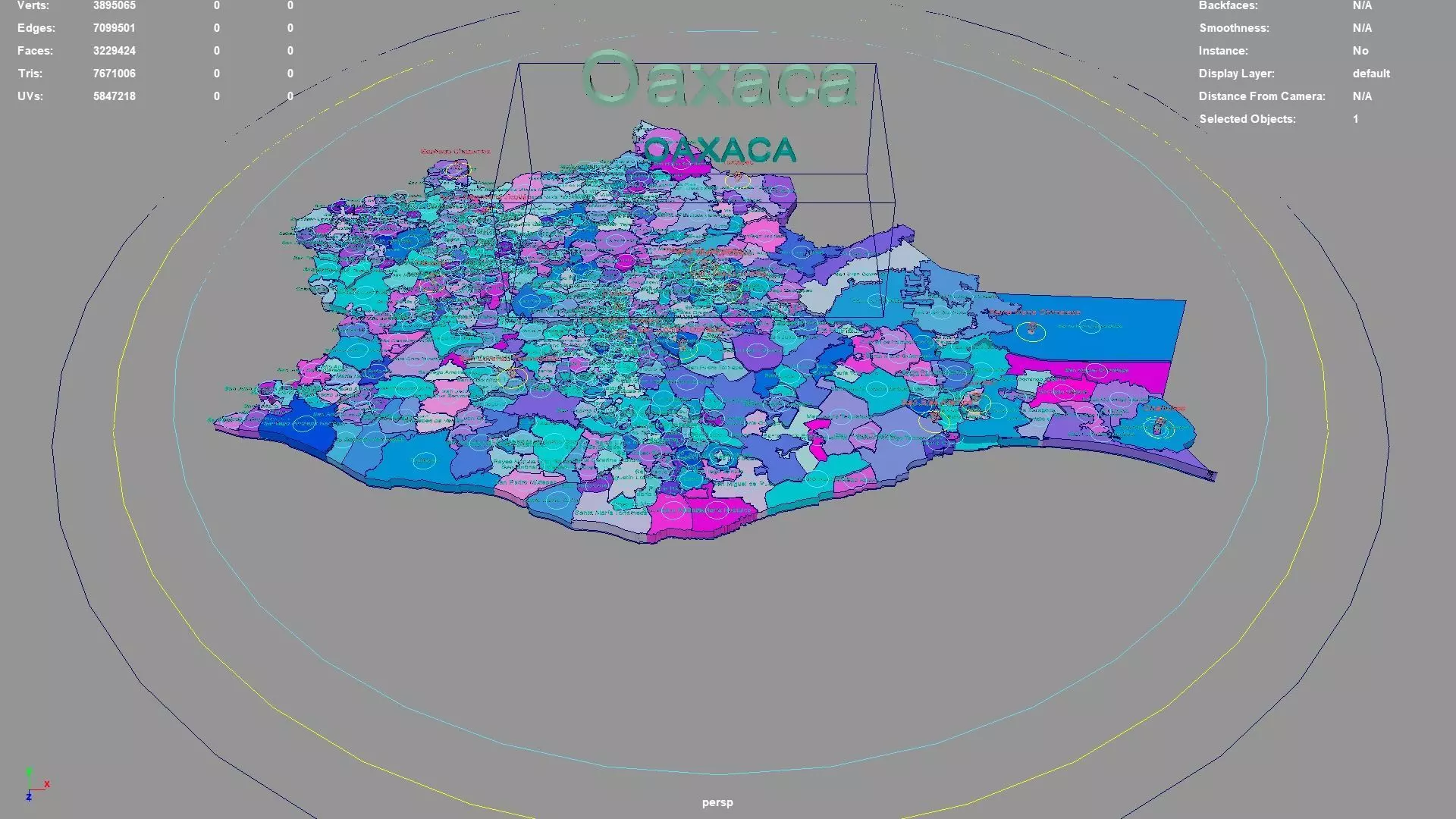 Oaxaca  Mexico map region geography political geographic 3D model_0
