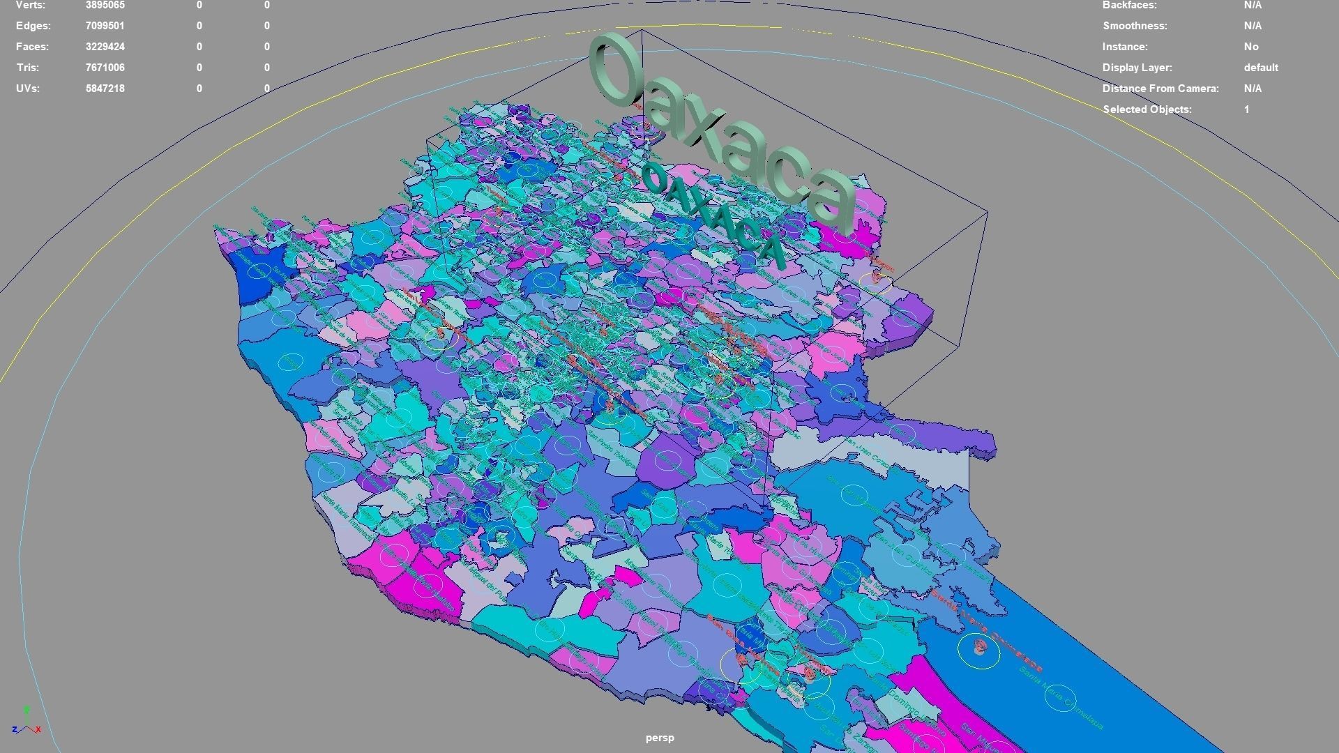 Oaxaca  Mexico map region geography political geographic 3D model_2