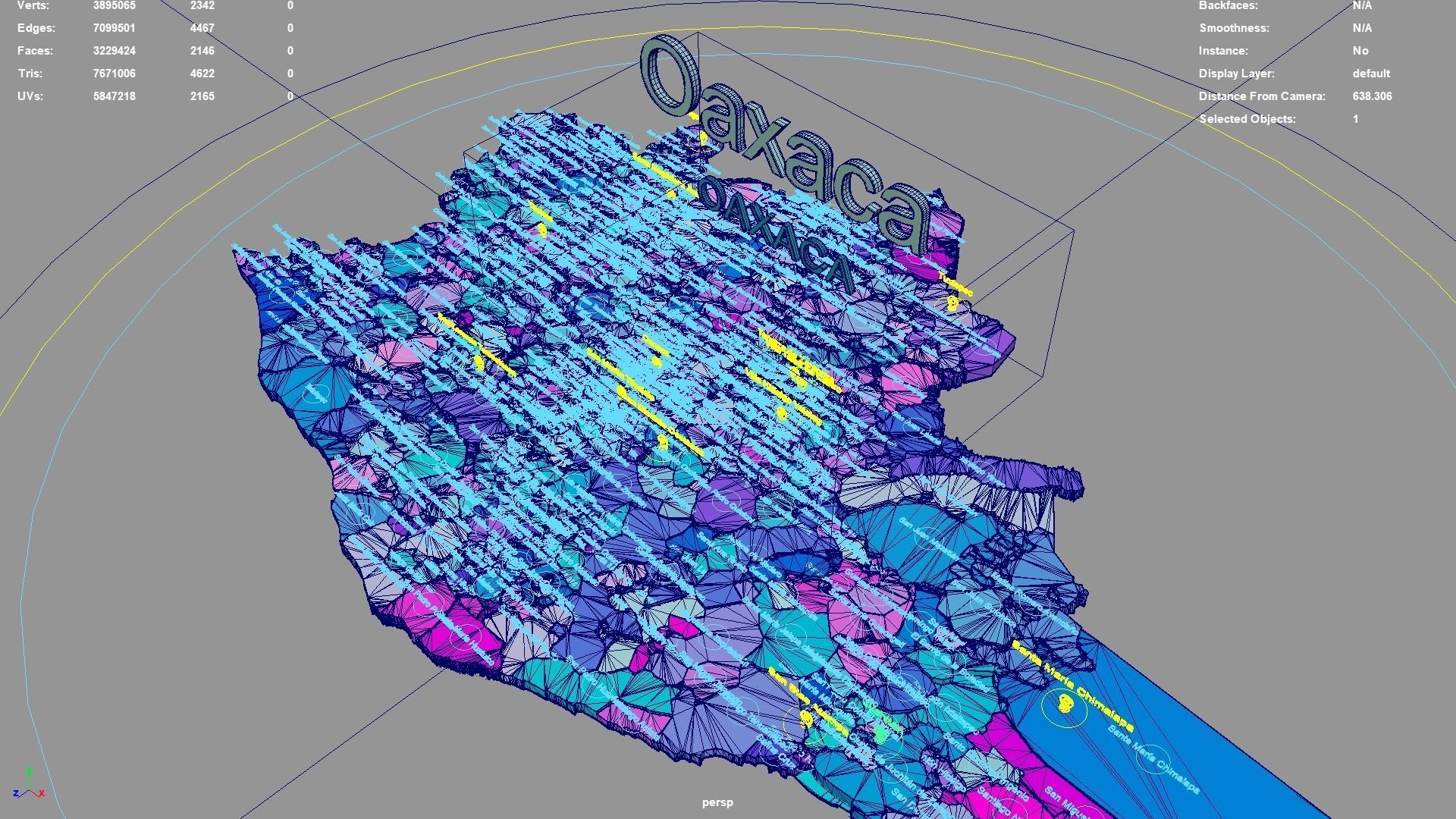 Oaxaca  Mexico map region geography political geographic 3D model_5