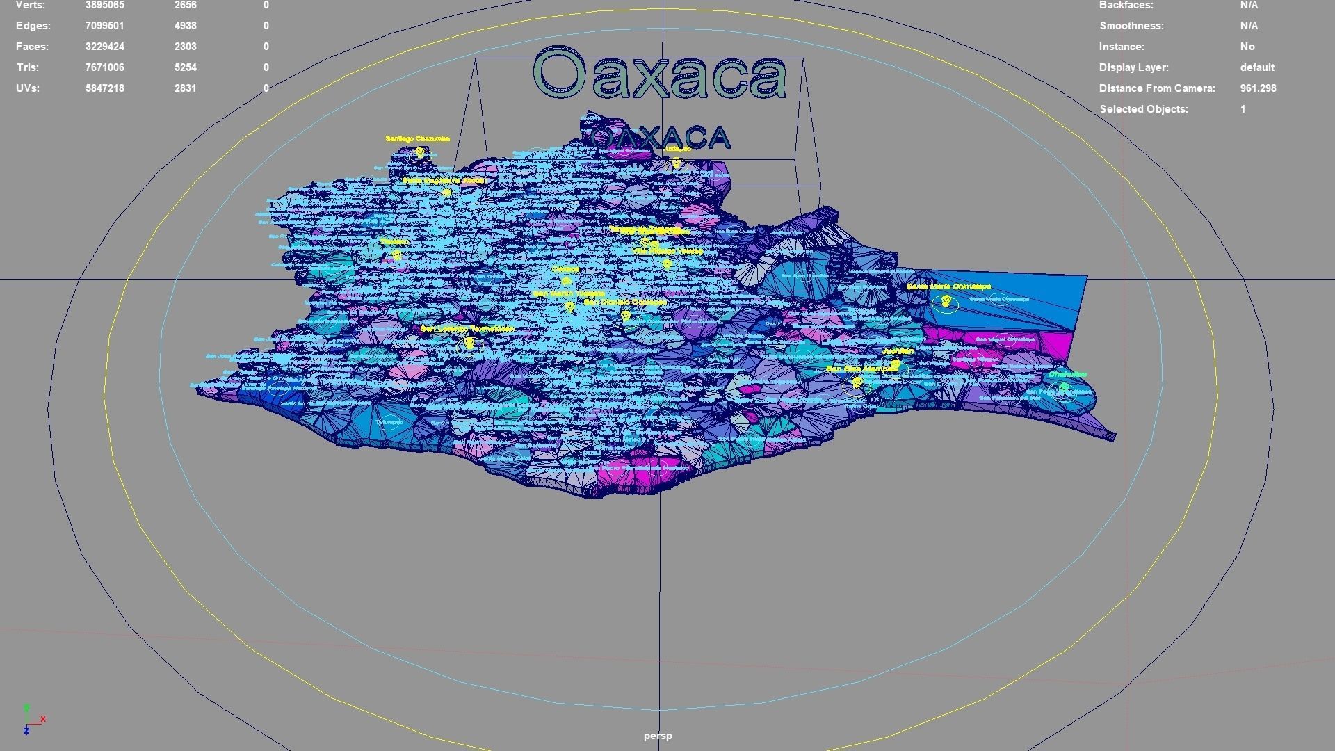 Oaxaca  Mexico map region geography political geographic 3D model_3