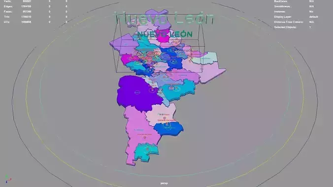 Nuevo Leon  Mexico map region geography political geographic 3D model