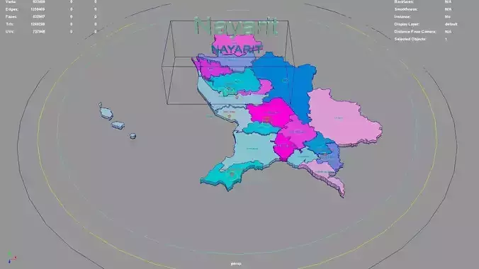 Nayarit  Mexico map region geography political geographic 3D model