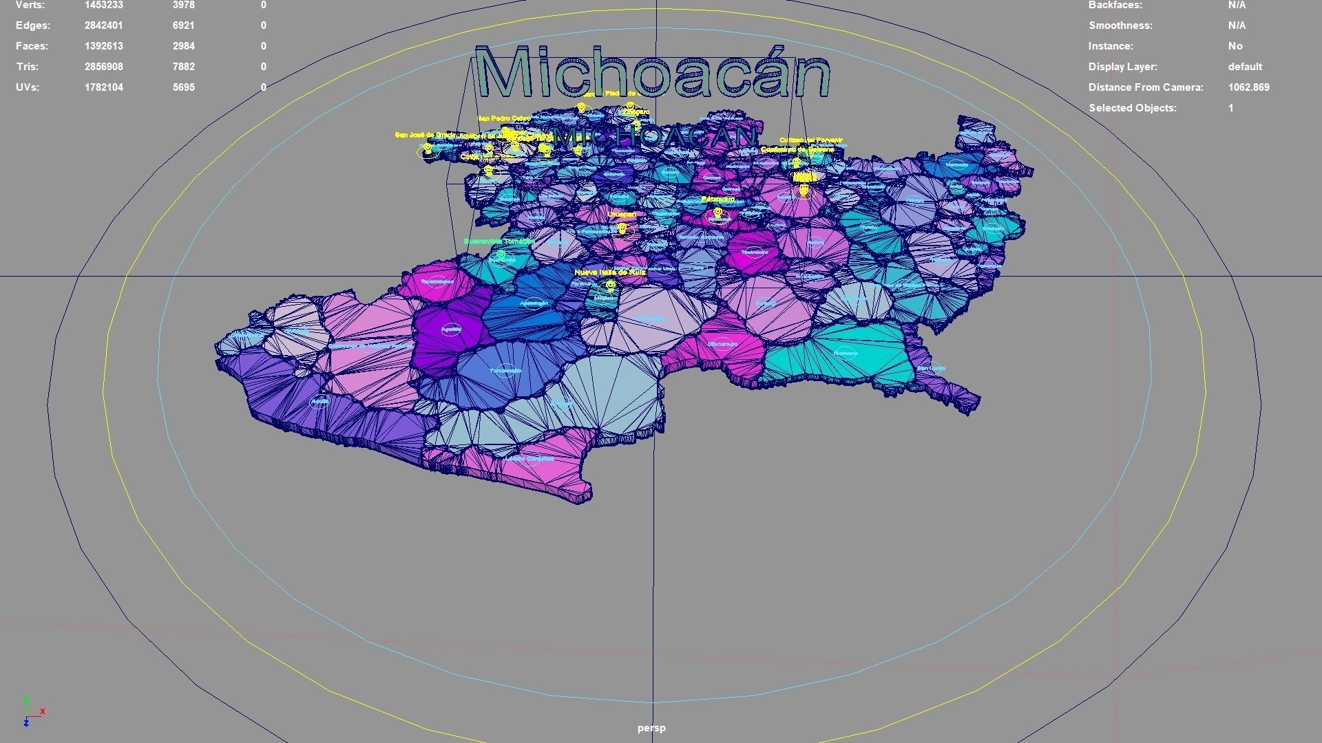 Michoacan  Mexico map region geography political geographic 3D model_3