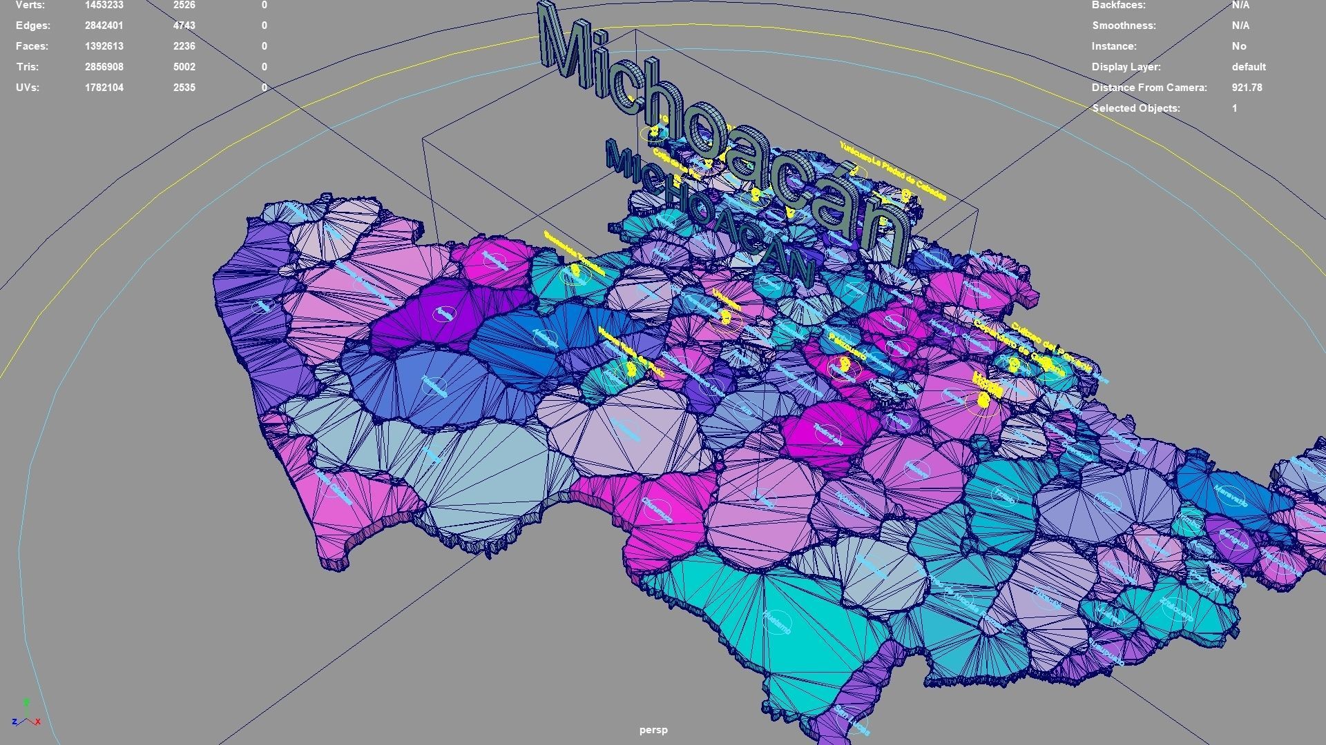 Michoacan  Mexico map region geography political geographic 3D model_5