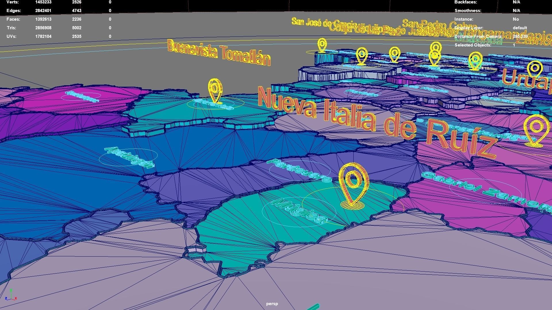 Michoacan  Mexico map region geography political geographic 3D model_8