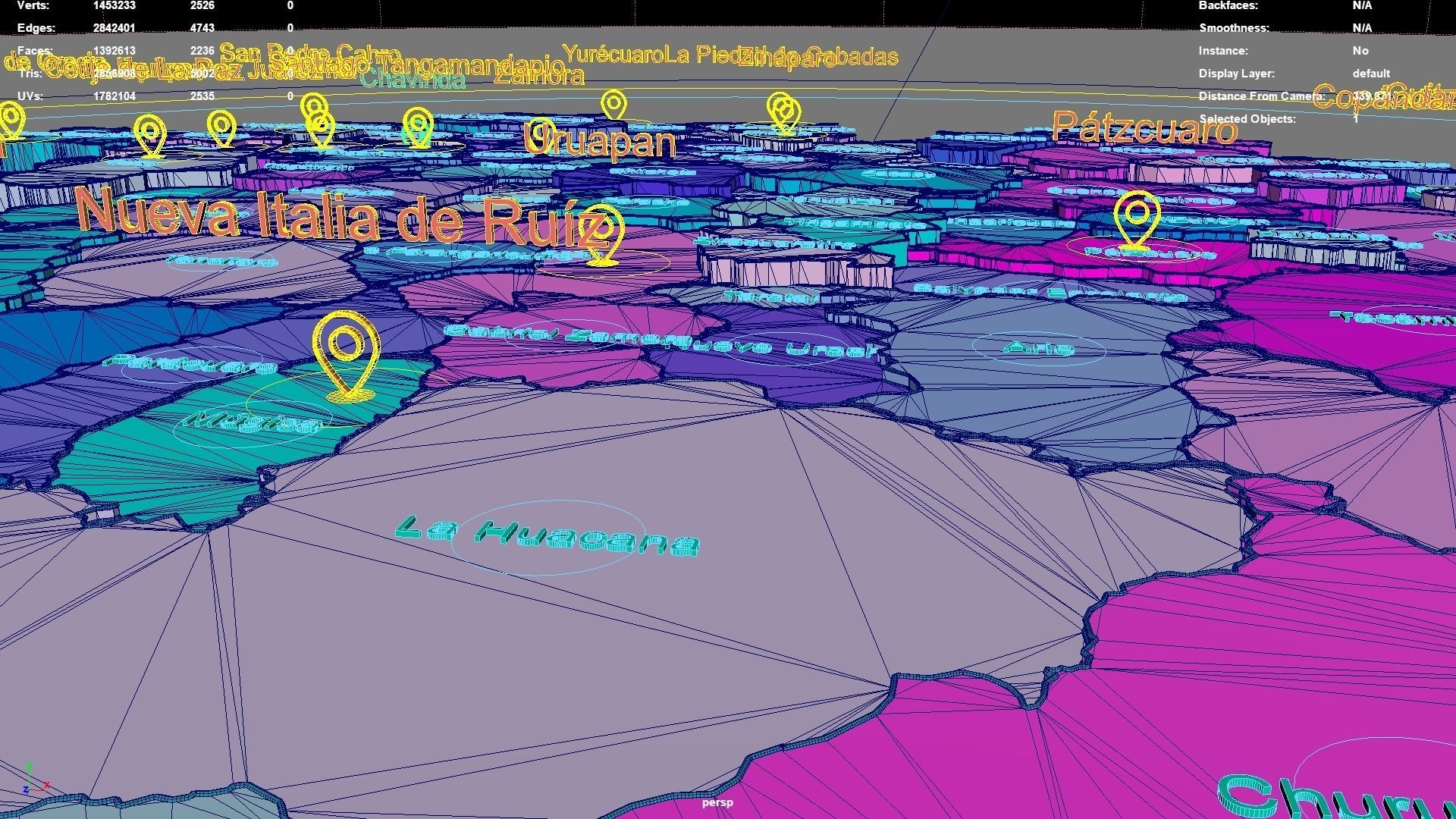 Michoacan  Mexico map region geography political geographic 3D model_6
