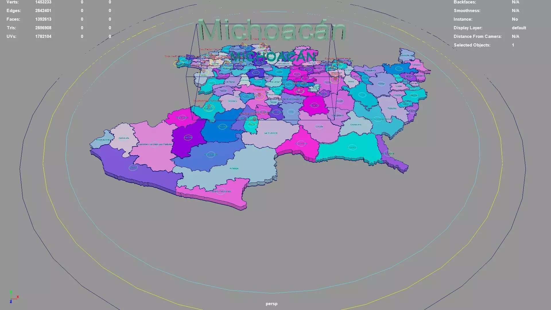Michoacan  Mexico map region geography political geographic 3D model_0